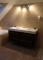MARMY - RAVENNA - Dupla mosdó - Fényes fehér öntött márvány 140x50 - Szögletes - Pultba süllyeszthető, bútorra szerelhető